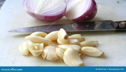 cut onion and garlic 