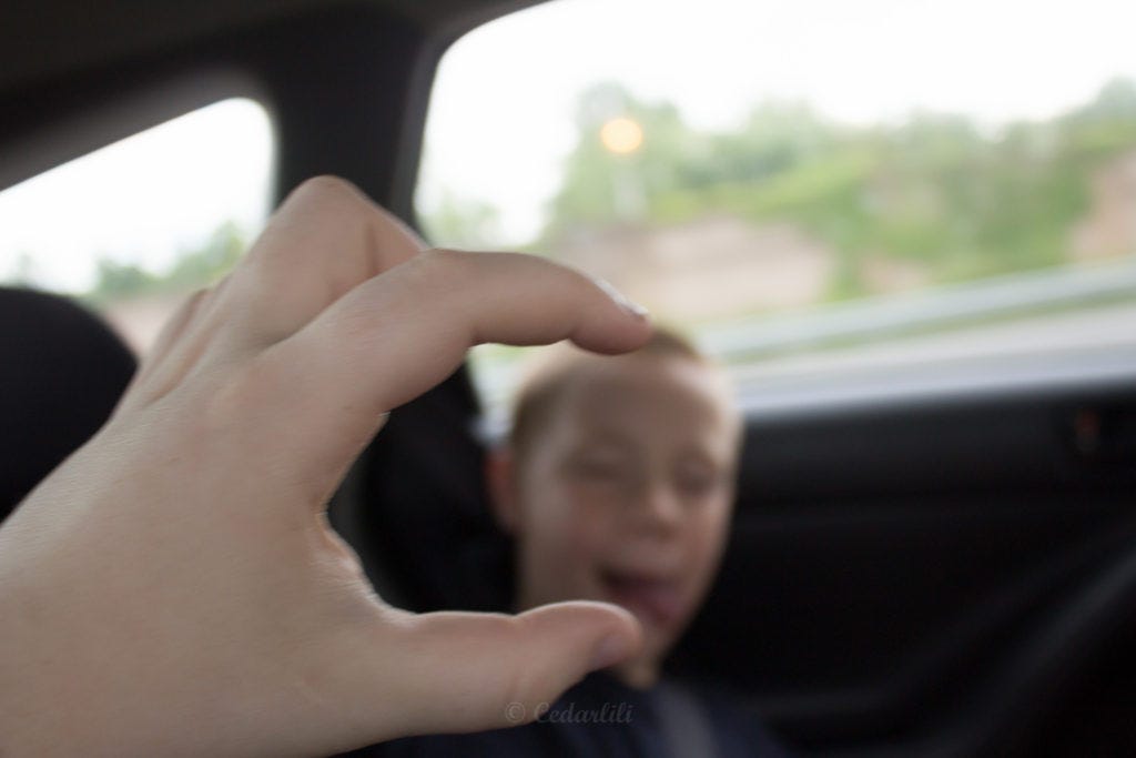 So when you hand the OP a camera, you get shots like this, where she's virtually crushing the Little Man's head... 