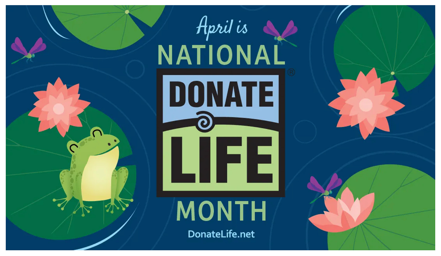 Graphic image celebrating April as National Donate Life Month