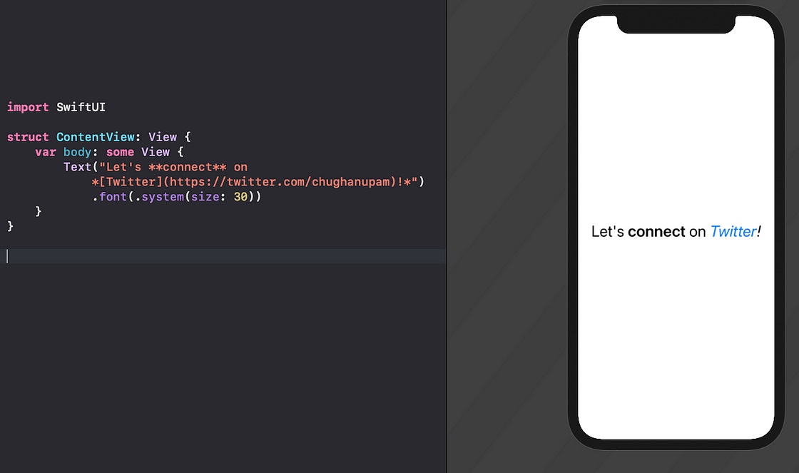 SwiftUI Text Markdown example