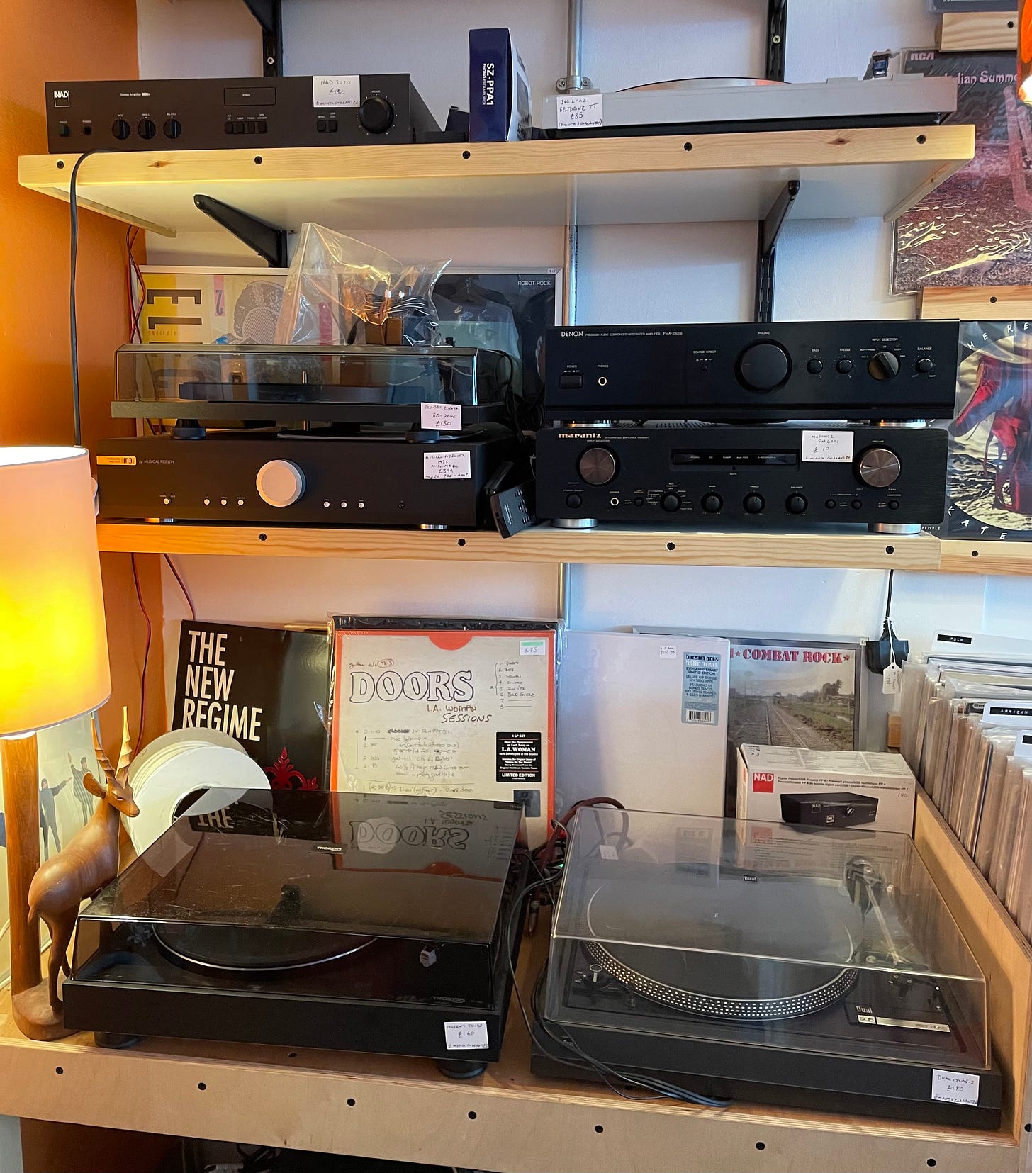 Freshly repaired and serviced turntables and hi-fi available in store, most priced around the £100-£150 mark