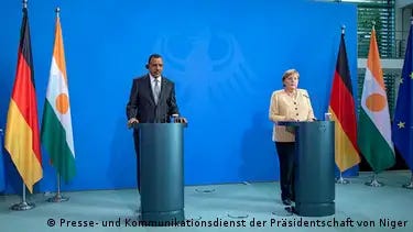 Nigerian President Mohamed Bazoum and German Chancellor Angela Merkel