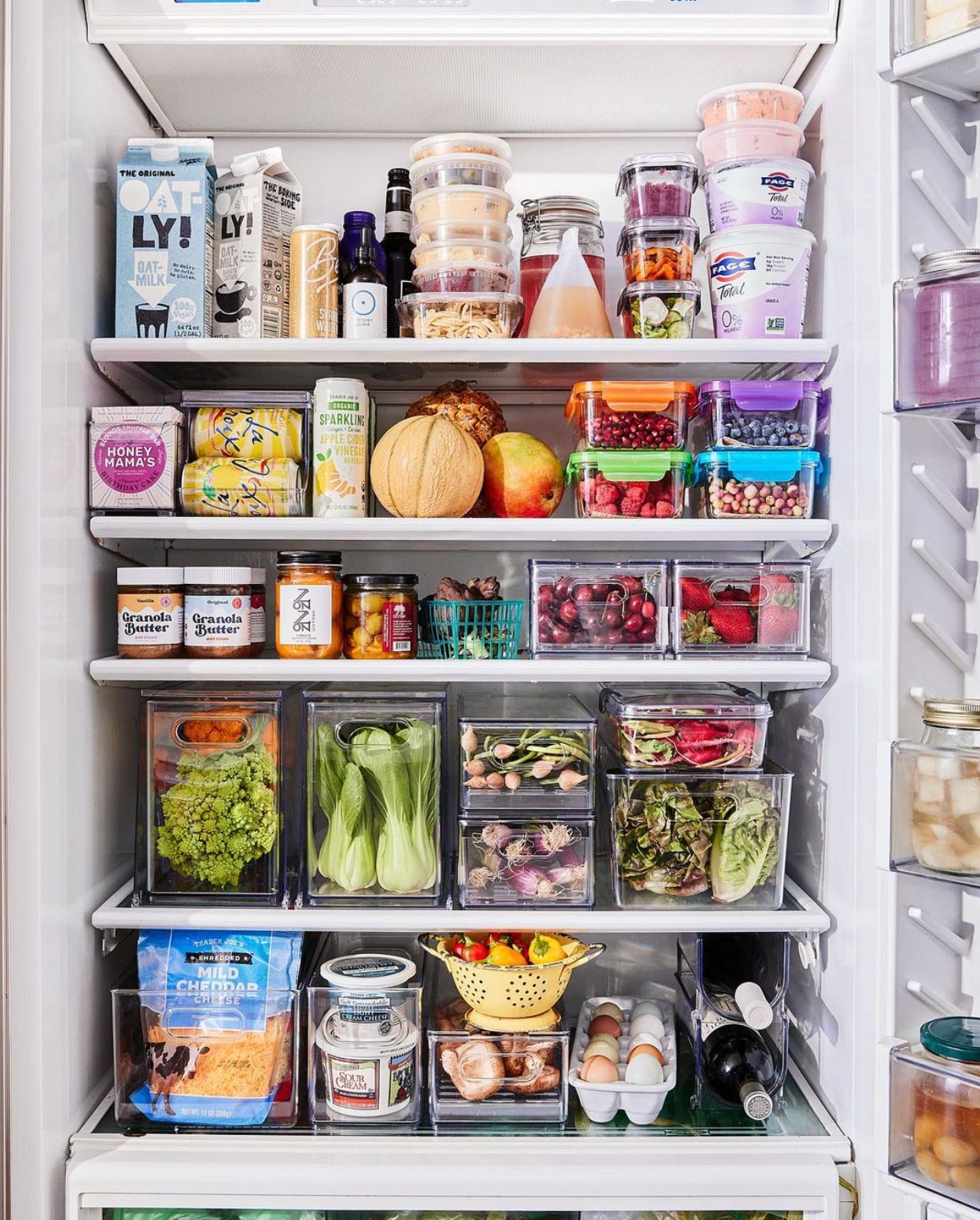 View inside of a well-stocked and organized refrigerator