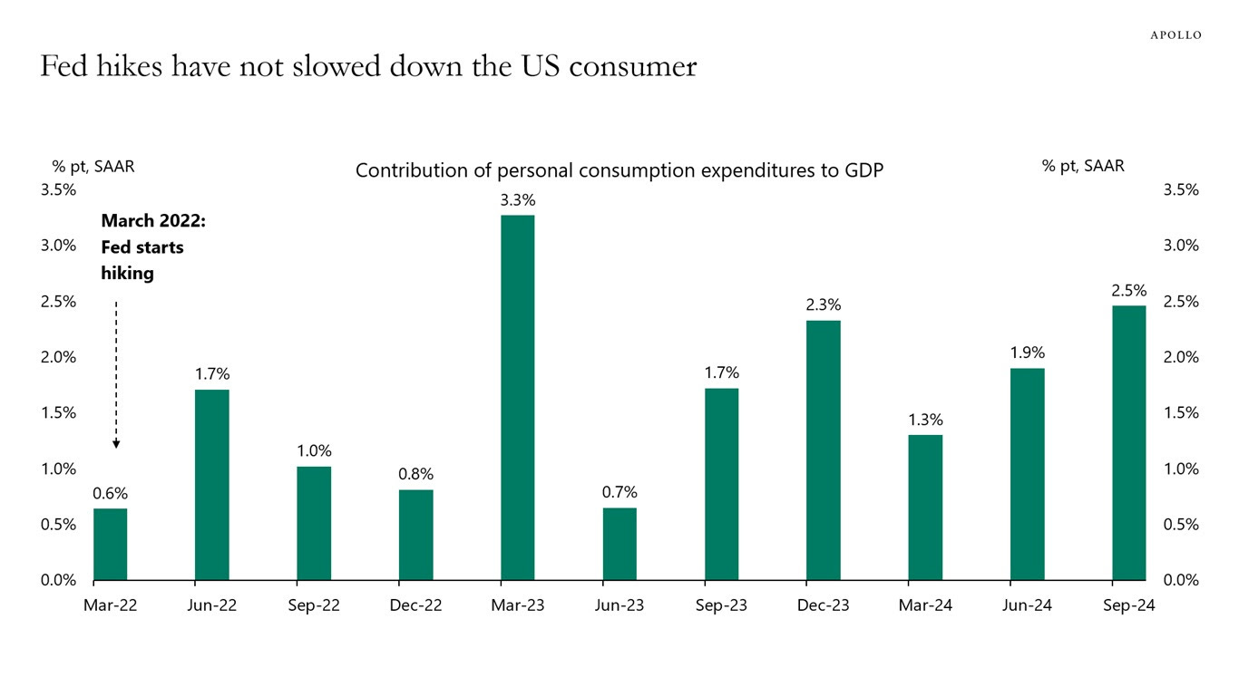 Fed hikes have not slowed down the US consumer