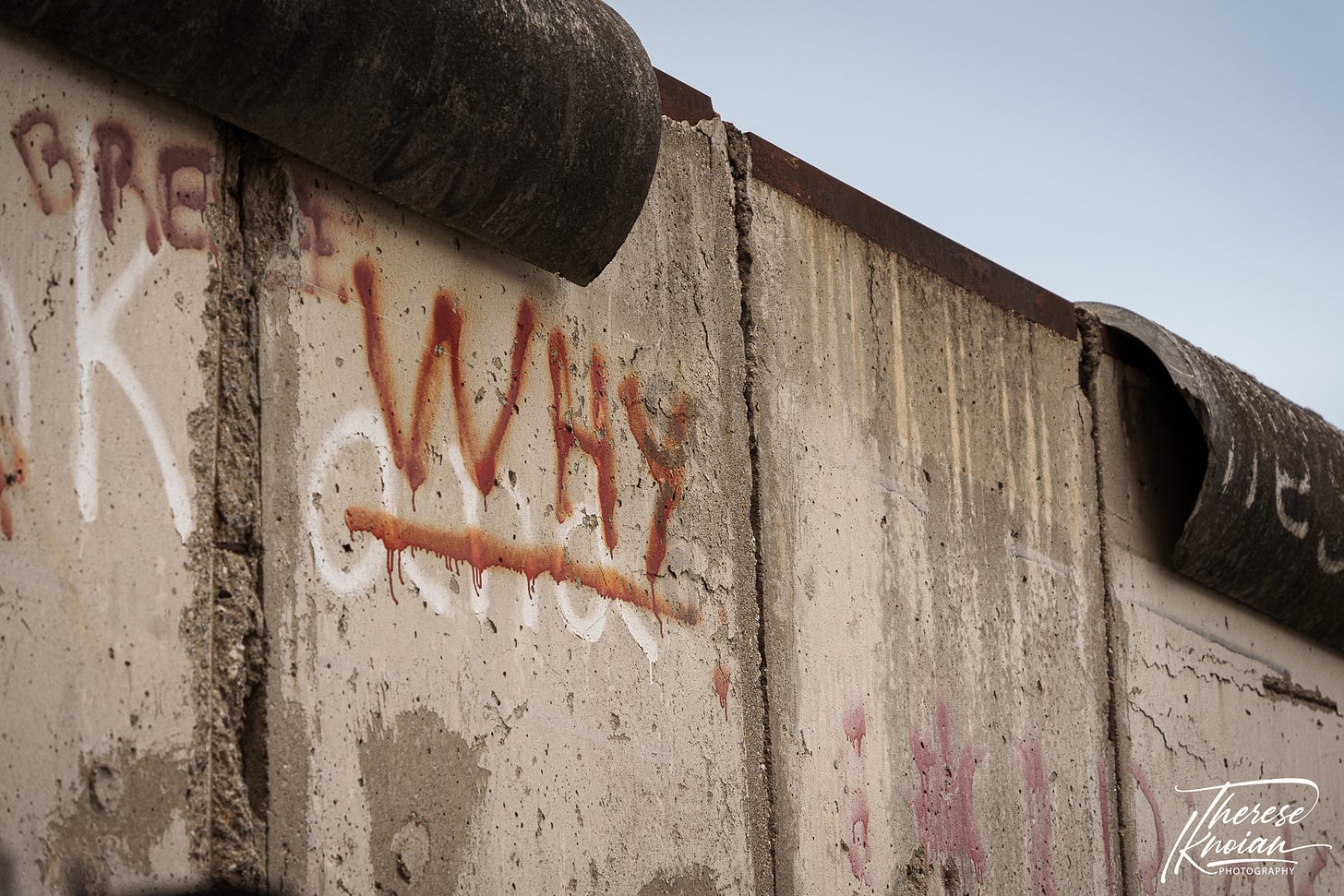 Berlin Wall at the Topography of Terror with the Why graffiti. 