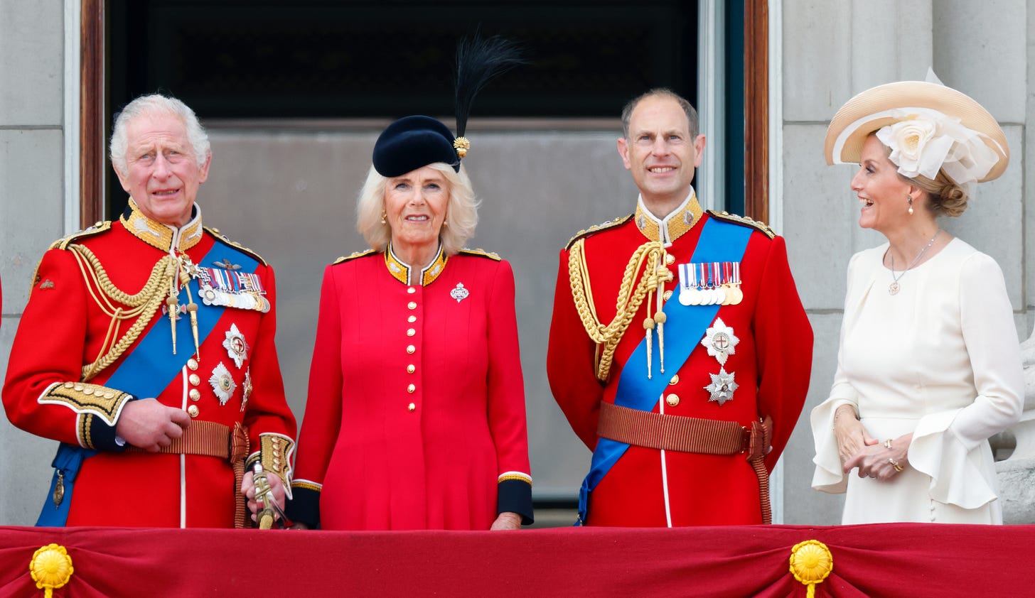 king charles queen camilla prince edward and sophie at trooping the colour 2023