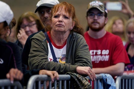 Supporters listens to Donald Trump in Dubuque.