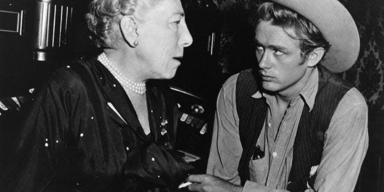 Edna Ferber with James Dean on the set of "Giant"