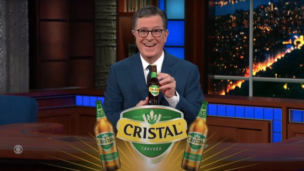Stephen Colbert Gets In on the Cerveza Cristal Memes