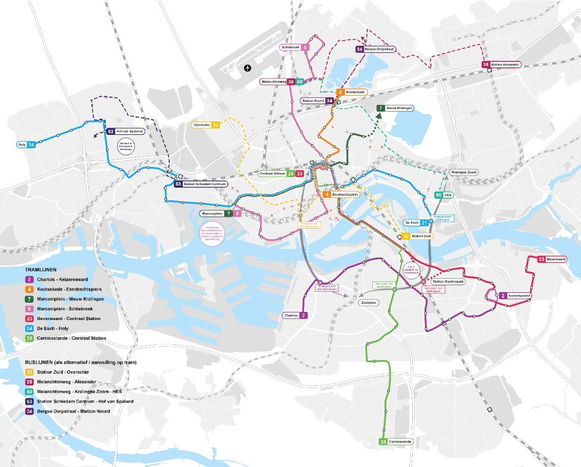 Eindbeeld tramnetwerk 2030