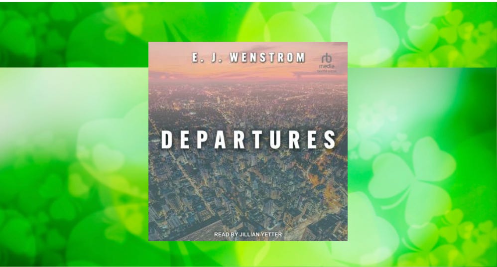 departures audiobook cover on a shamrock background