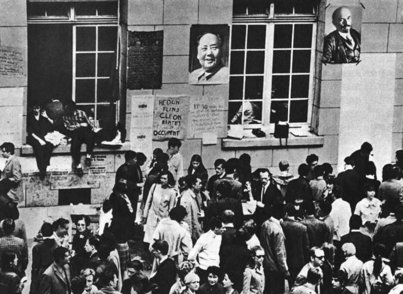 French students embracing Marx, Mao, Lenin and more.