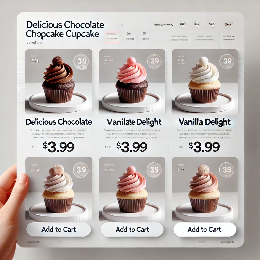 cupcake ecommerce page