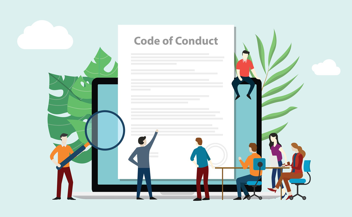 code of conduct team people work together on paper 3177399 Vector Art at  Vecteezy