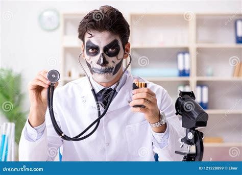 The Scary Monster Doctor Working in Lab Stock Image - Image of addict, facepaint: 121228899