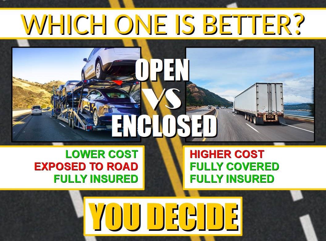 You decide which is better between open auto transport and enclosed car shipping.