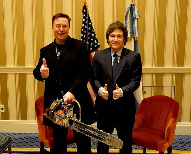 Two men in suits holding a chainsaw
AI-generated content may be incorrect. Two men in suits holding a chainsaw
AI-generated content may be incorrect.
