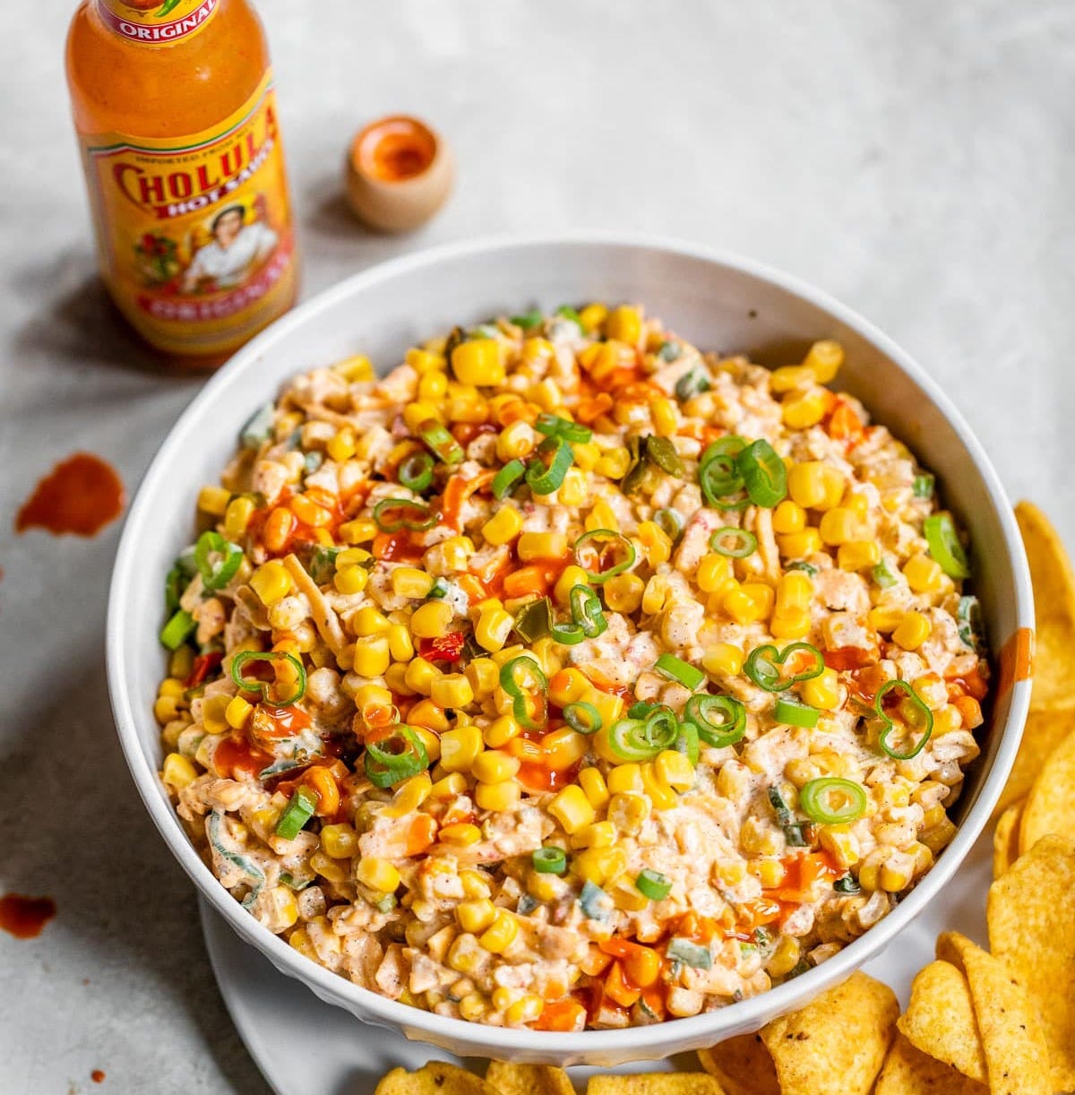 A bowl of Mexican street corn dip