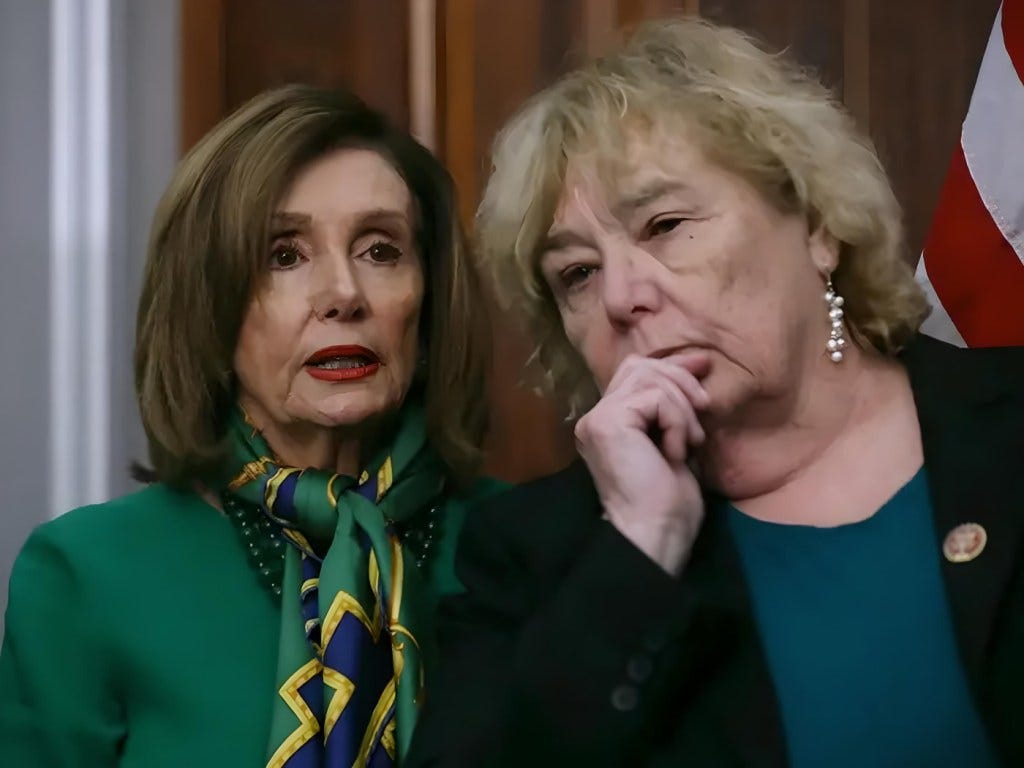 California Democratic Party Congressional Representatives Nancy Pelosi [l] and Zoe Lofgren [r].