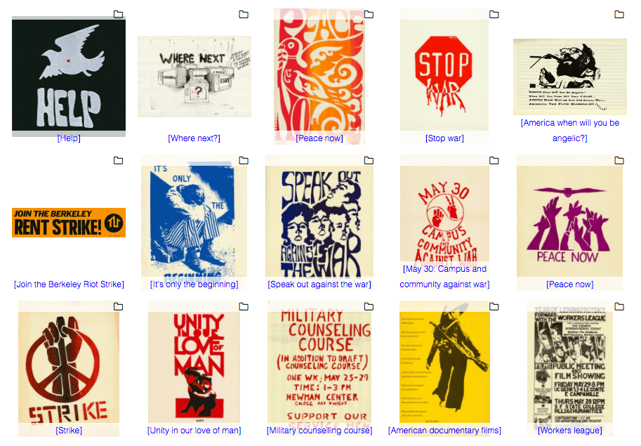 Peace, stop the war, and rent strike protest posters