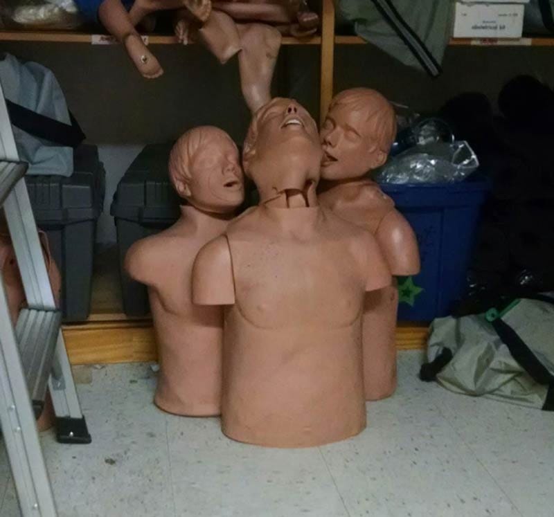 Unintentionally erotic CPR practice dummies