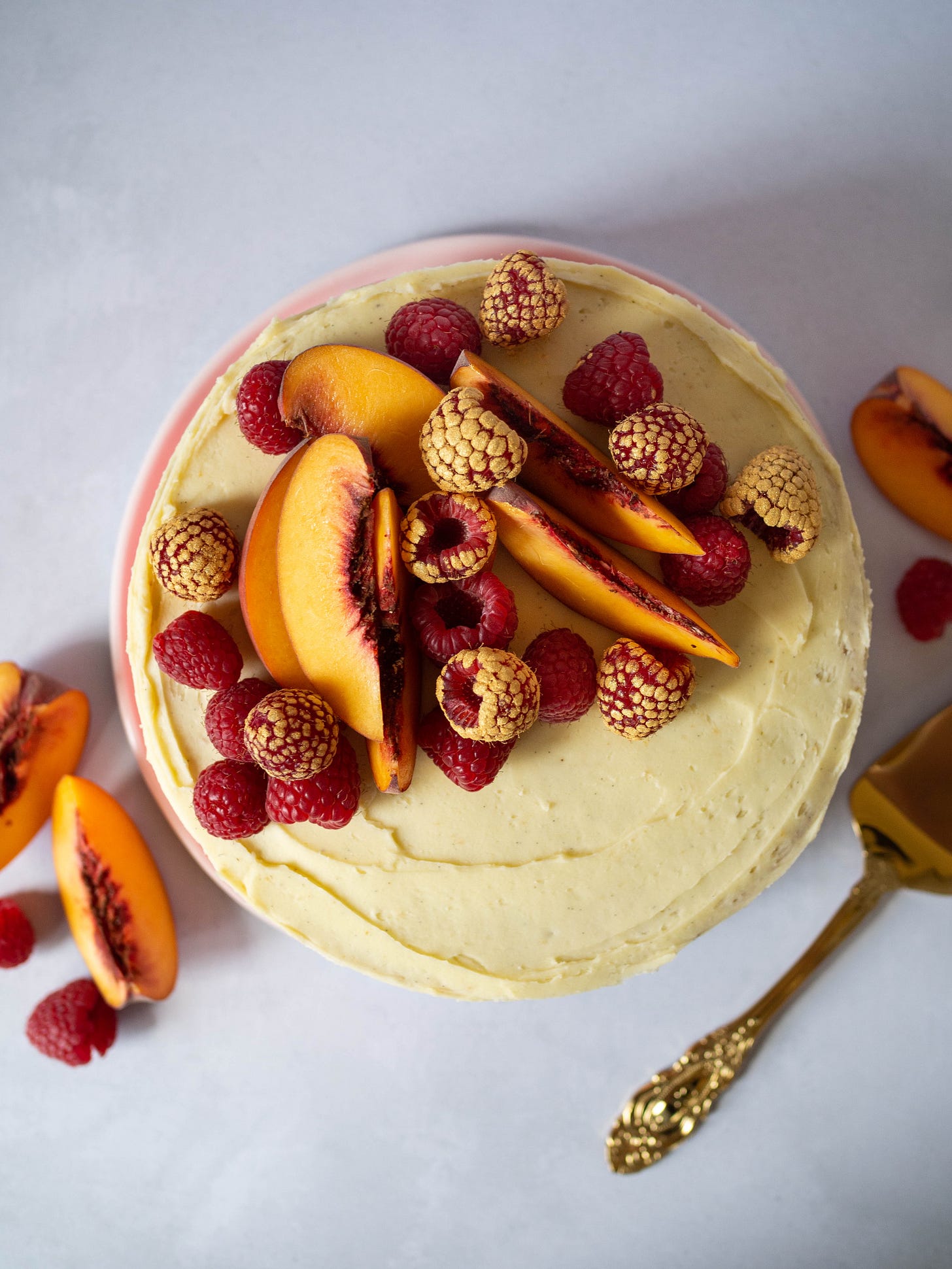 Peach Melba Inspired Cake