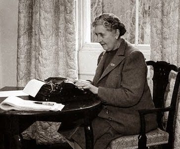 Agatha Christie at her typewriter