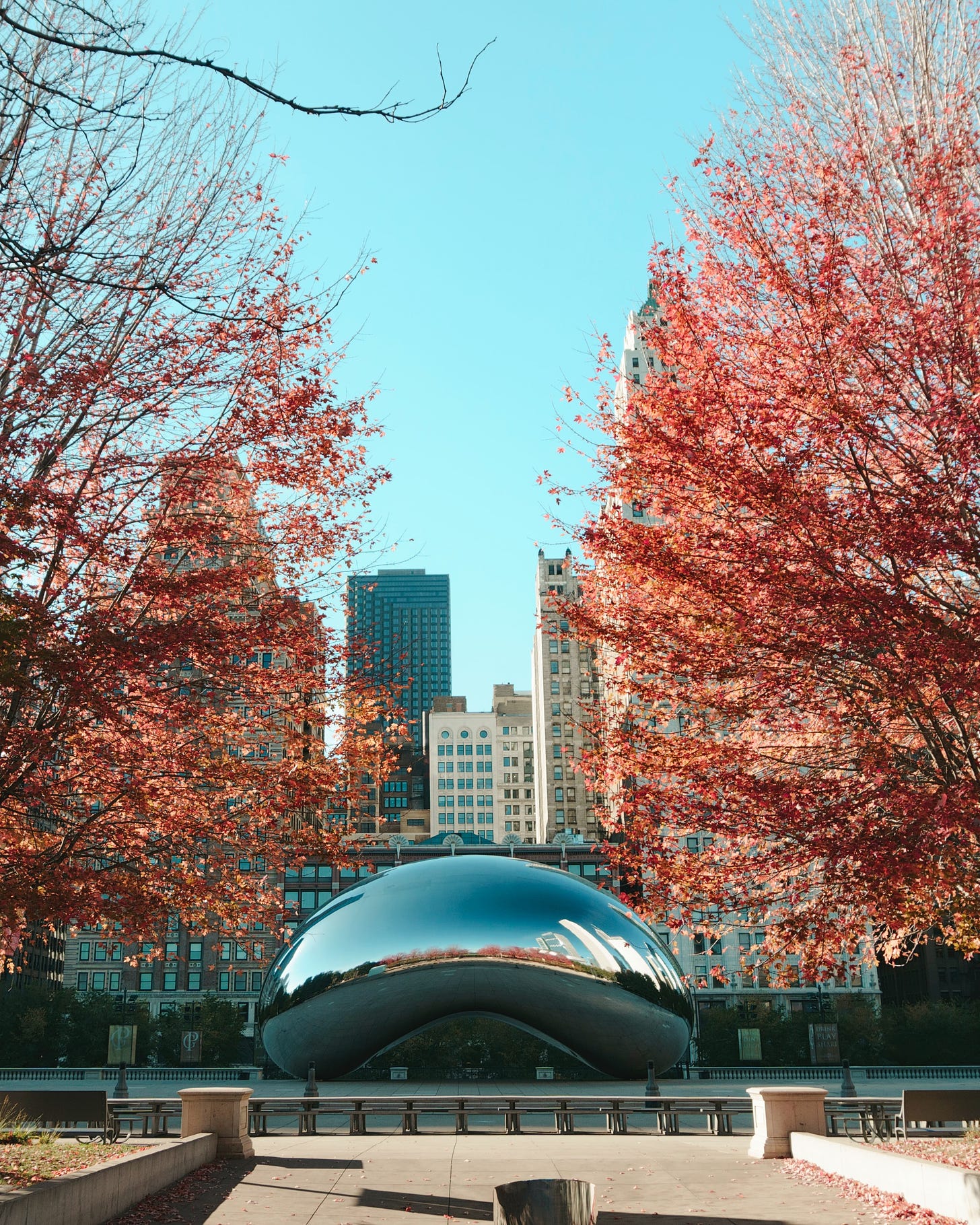 Image of relfective statue of the "bean" in downtown Chicago, Ill. Free image from Upsplash