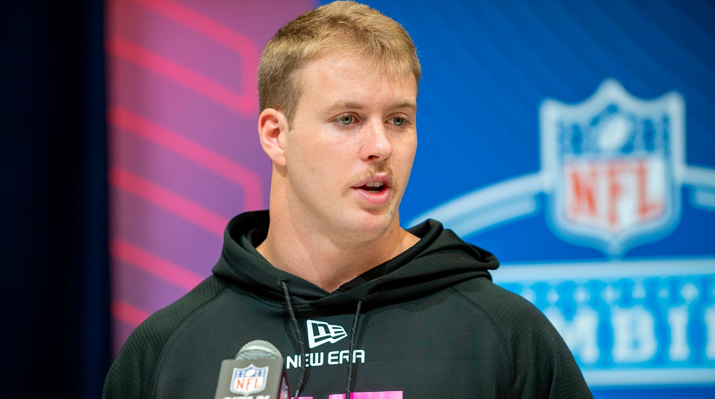 Wisconsin safety Hunter Wohler during the 2025 NFL Combine at Lucas Oil Stadium