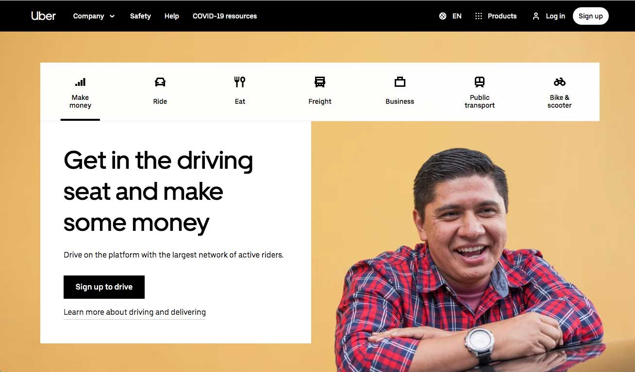Uber website Uber website