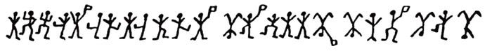 a longer line of dancing stick figures