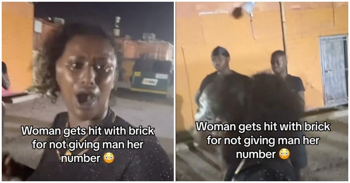 A woman got hit with brick for turning down a man