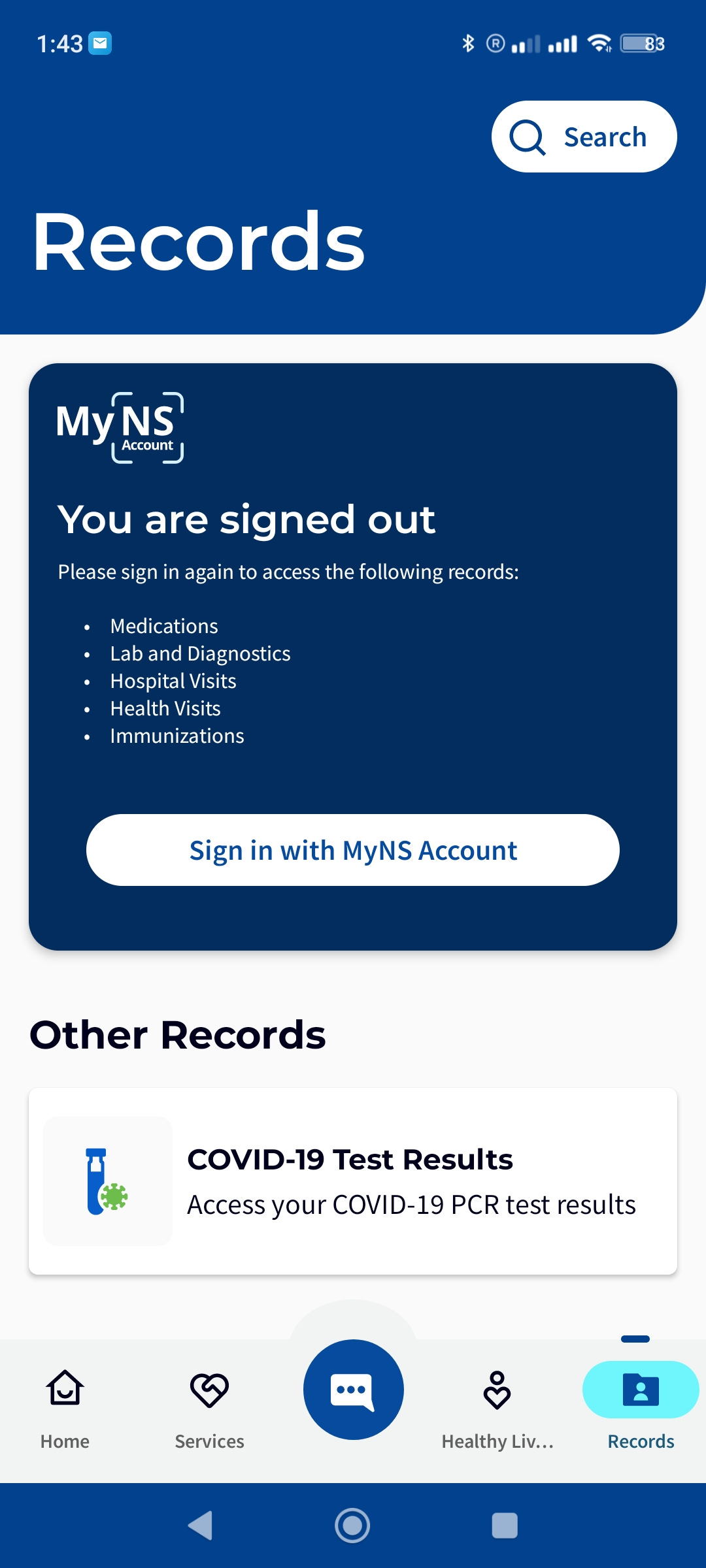 Sign in with MyNS Account