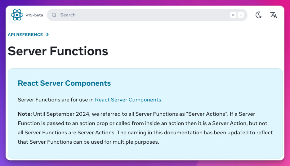 Server Actions have been renamed to Server Functions