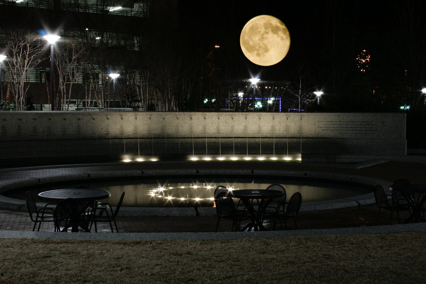 Full moon over Center City Park in Greensboro, NC.