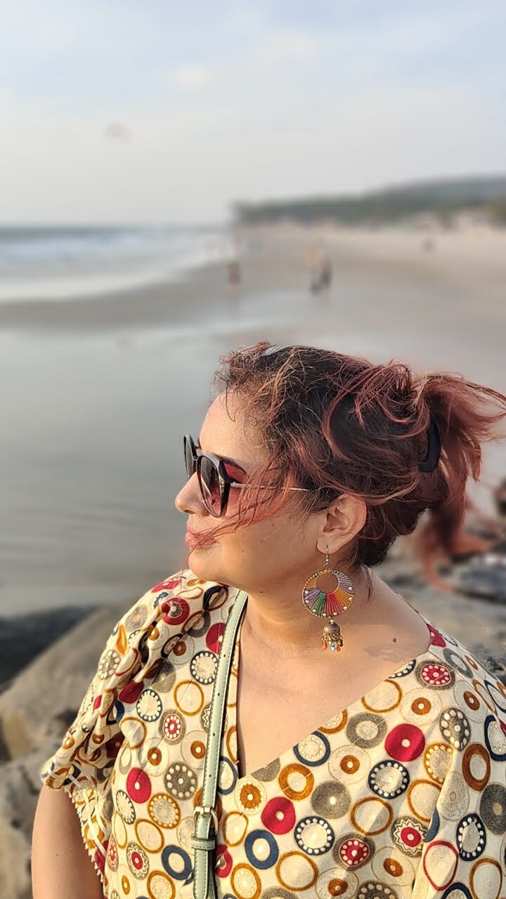 Enjoying the sunset in Goa Morjim beach