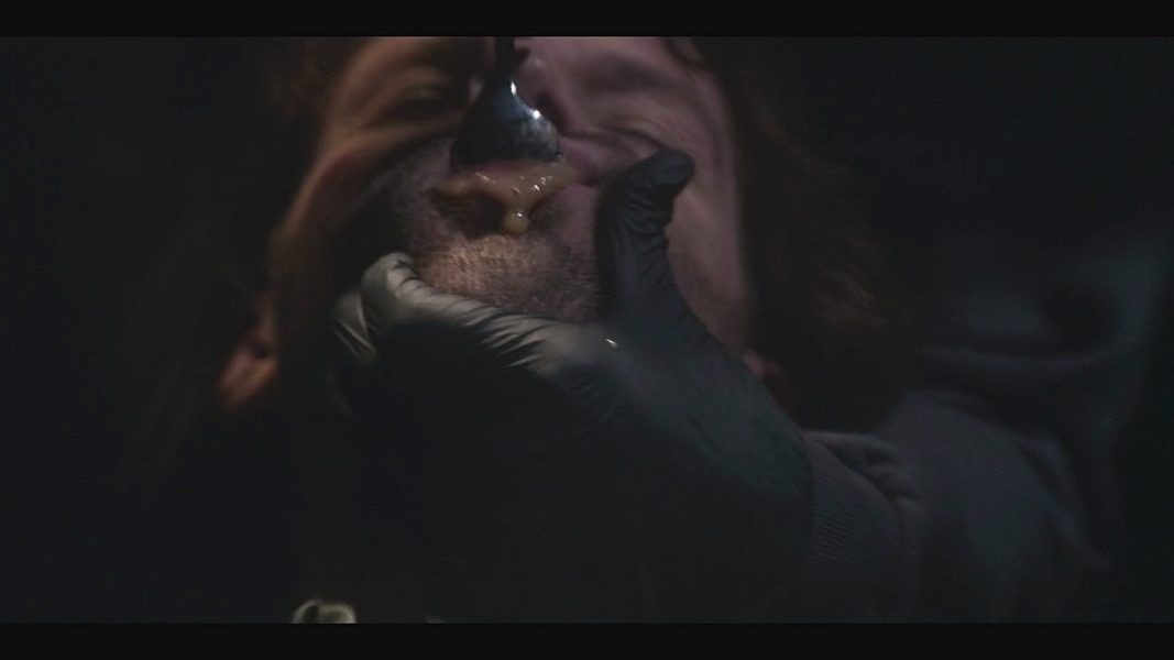 Walker Jackal force feeding banana mush down Jerod Padalecki's mouth 4.10.