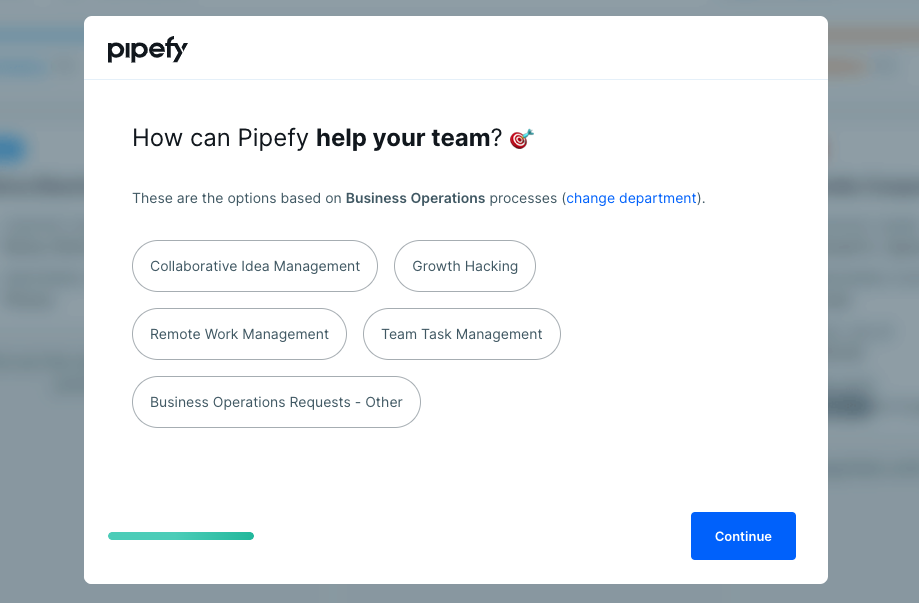 Pipefy self-segmentation screen - How can we help?