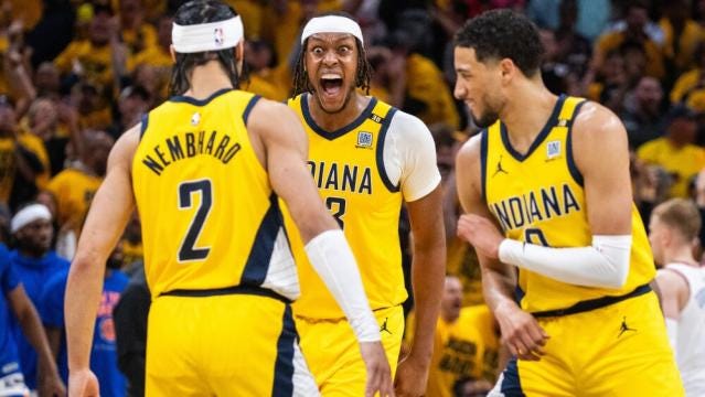 Nembhard's late 3 gives Pacers 111-106 victory over Knicks, Indiana moves  within 2-1 - Yahoo Sports