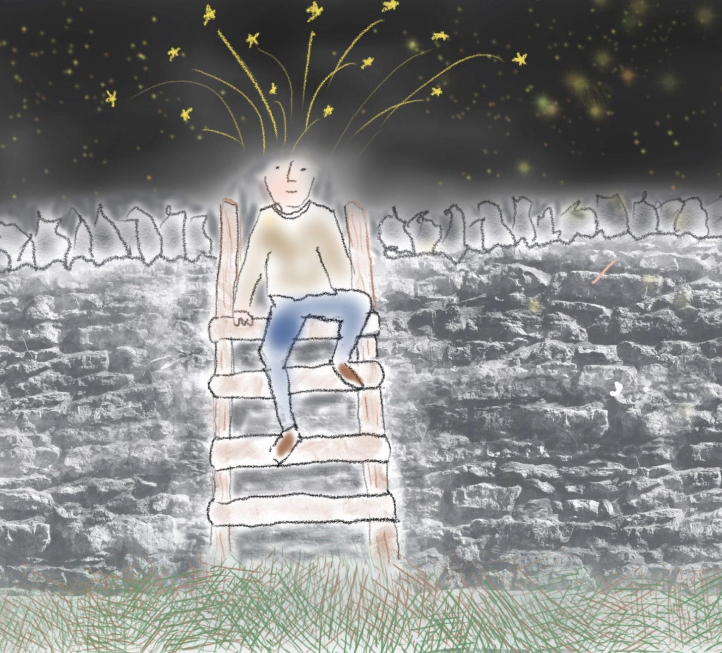 Man sitting on a fence stile