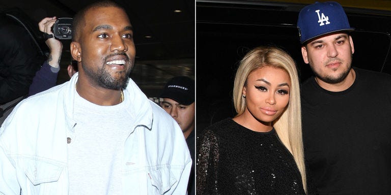 kanye west only kardashian clan member okay with rob blac chyna engagement 2016 gossip