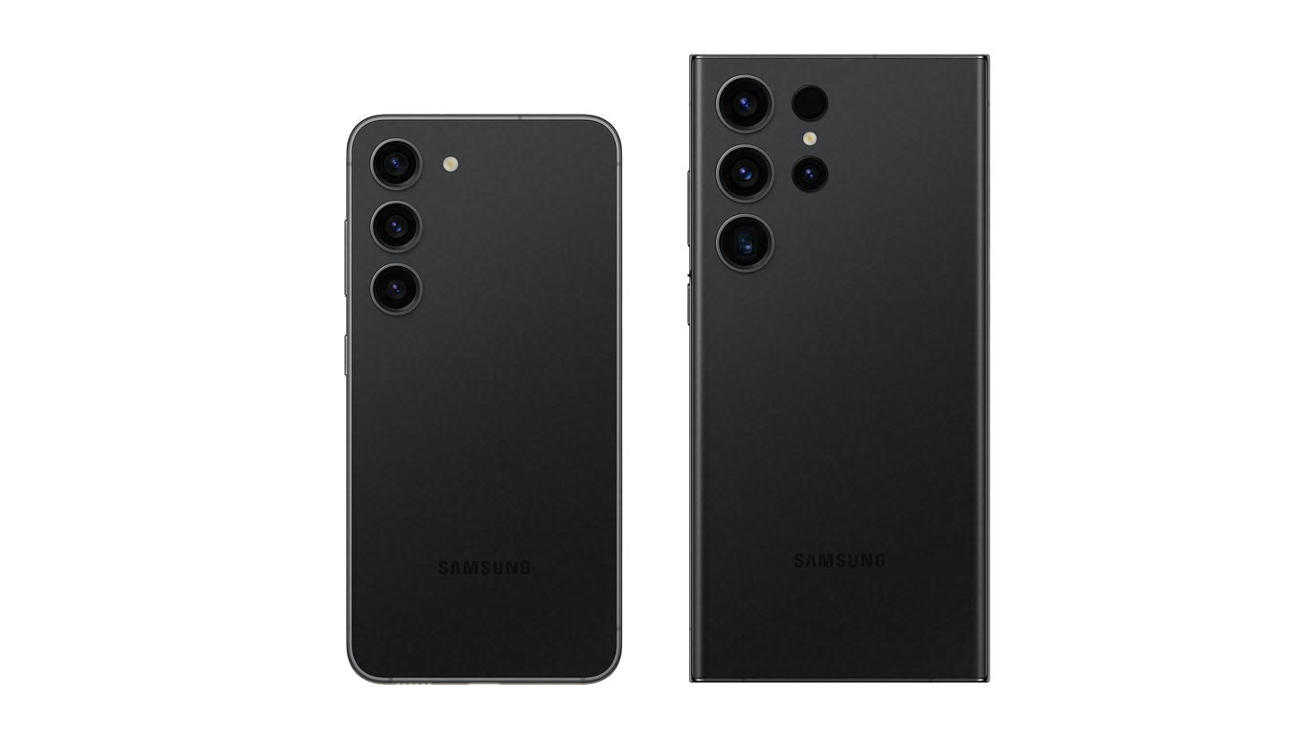 Phantom Black Galaxy S23 and S23 Ultra side-by-side
