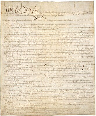 Photograph of the first page of the Constitution of the United States of America