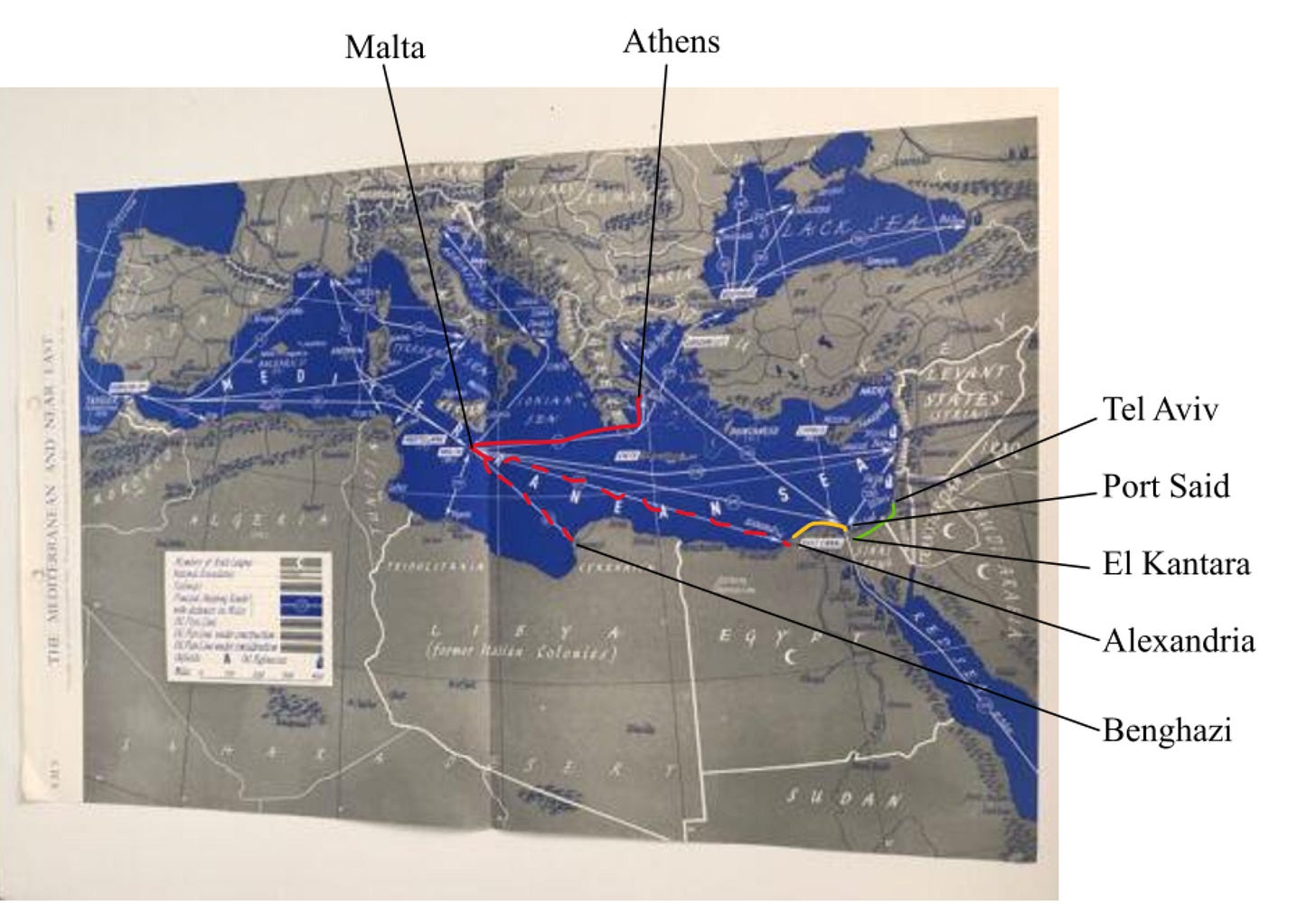 Shipping routes, Mediterranean Sea following World War 2