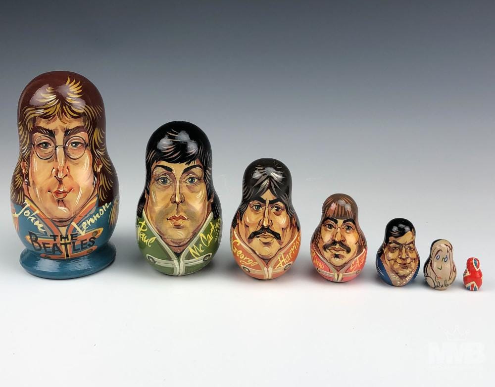 Sold at Auction: The Beatles Hand Painted Russian Nesting Dolls