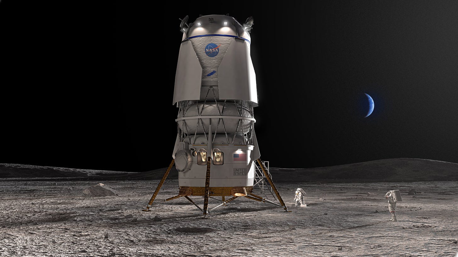 A rendering of Blue Origin’s Blue Moon lander that will return astronauts to the Moon as part of NASA’s Artemis program. 
