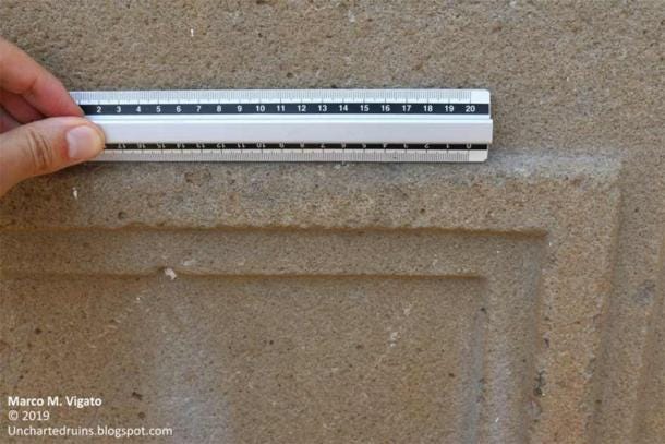 La notable precisión del corte de una de las losas de piedra de andesita de San Miguel Ixtapan, mostrando superficies perfectamente planas, rectas y ángulos rectos. (Autor proporcionado)