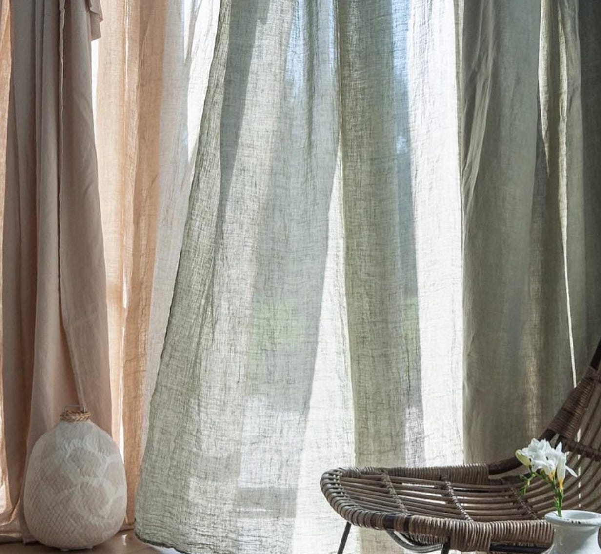 linen voiles in varying shades of neutral tones