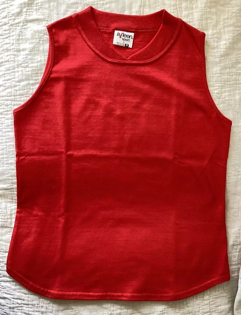 aileen Sport USA Made Red Cotton Women's Tank Top Sleeveless 1980s - Picture 1 of 7