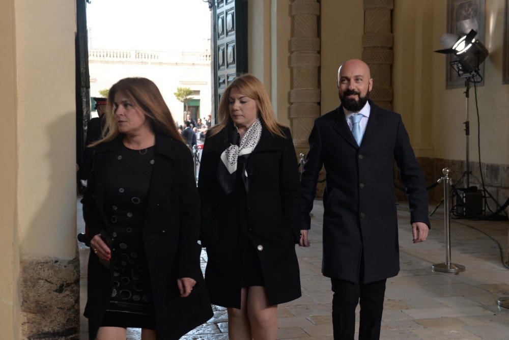 Neville Gafà attending Robert Abela’s swearing-in in 2020. His employment with the OPM was terminated shortly afterwards.